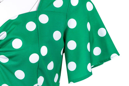 Retro Dot Print Short Sleeves Short Dresses-STYLEGOING