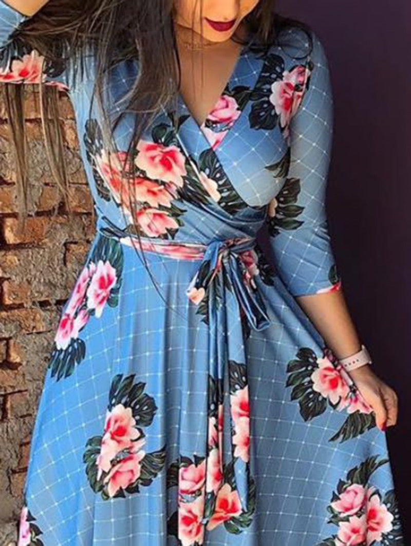 Plus Sizes Floral Women Autumn Party Dresses