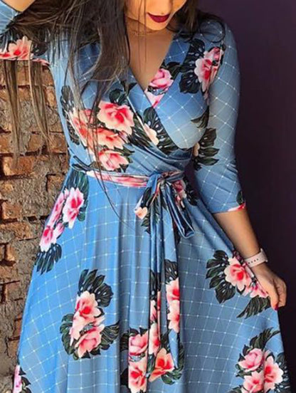 Plus Sizes Floral Women Autumn Party Dresses