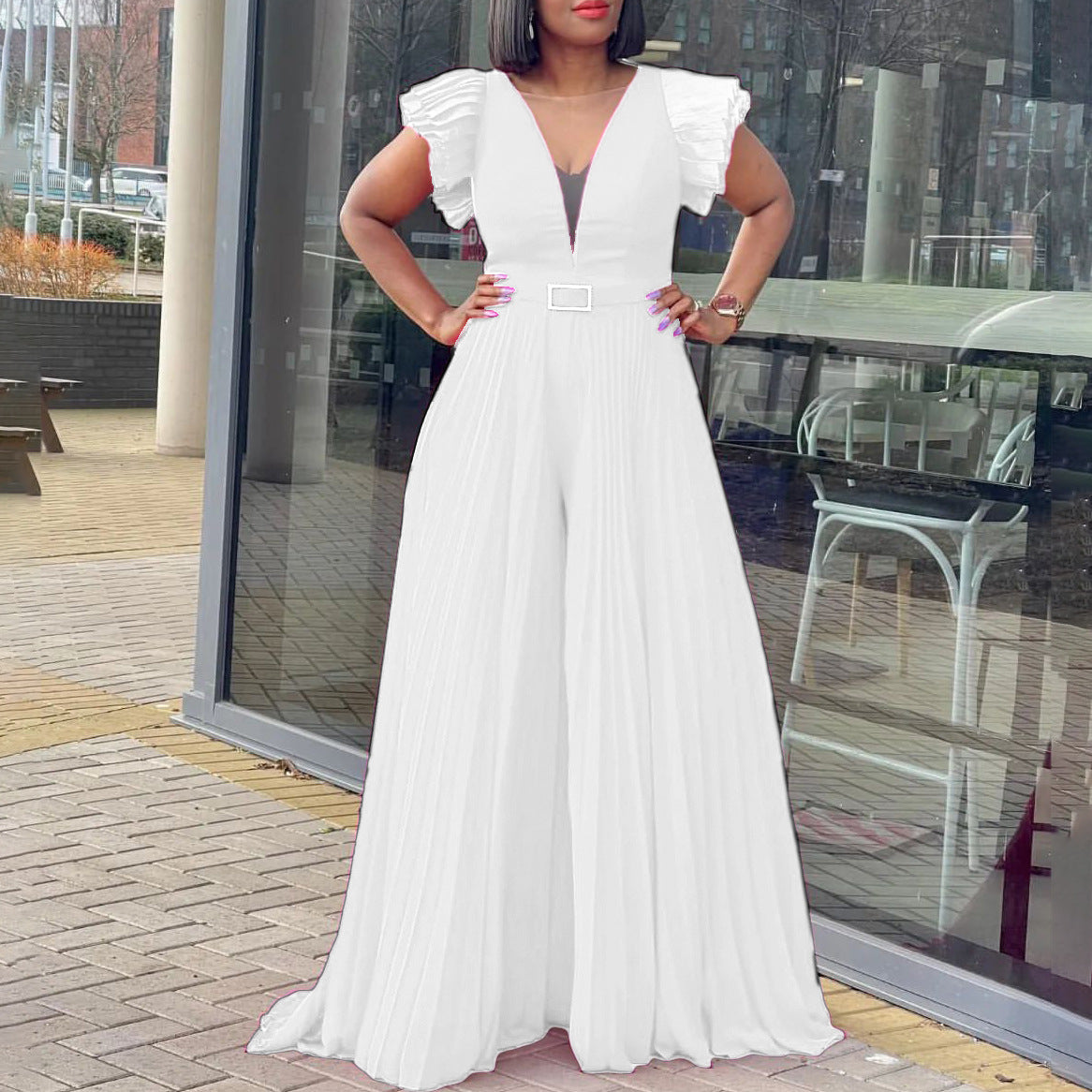 Sexy Plus Sizes Jumpsuits with Belt for Women