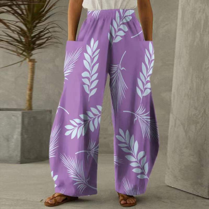 Casual Natural Waist Wide Legs Summer Long Pants