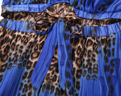 Sexy Leopard Backless Chiffon Boho Dresses