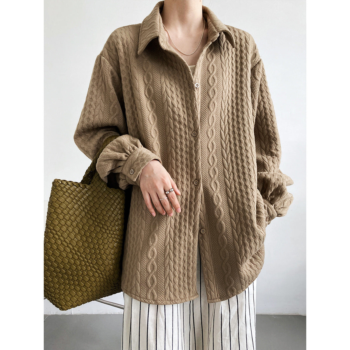 Soft Embossing Flowers Fall Long Sleeves Shirts