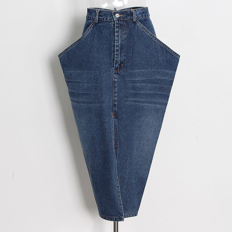 Designed Women High Waist  Split Front Denim Skirts