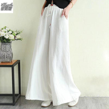 Women Linen Drawstring Summer Casual Pants-STYLEGOING