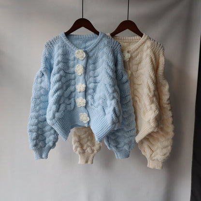 Warm Flowers Design Women Knitted Cardigans
