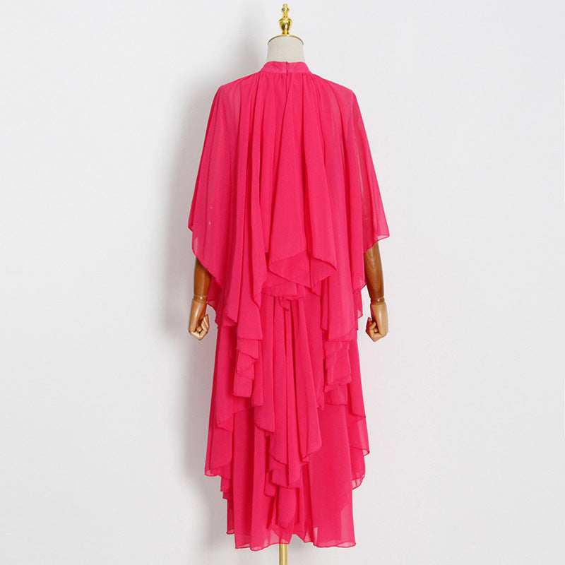 Chiffon High Neck Ruffle Women Long Holiday Dresses