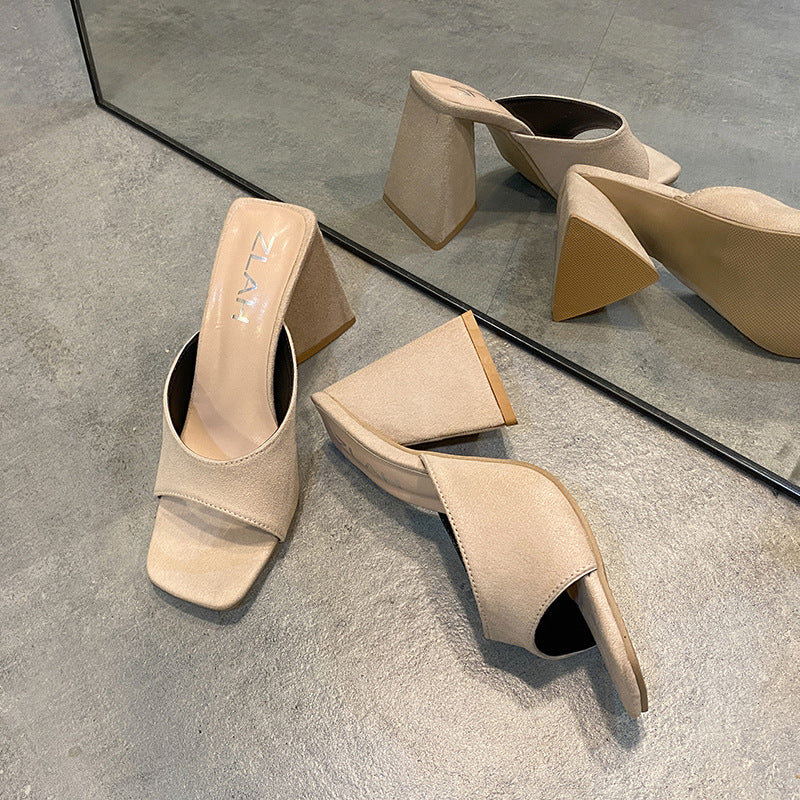 Women Chunky Heels Plus Sizes Slippers