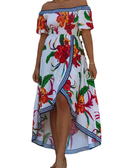 Off The Shoulder Irregular Long Dresses-STYLEGOING