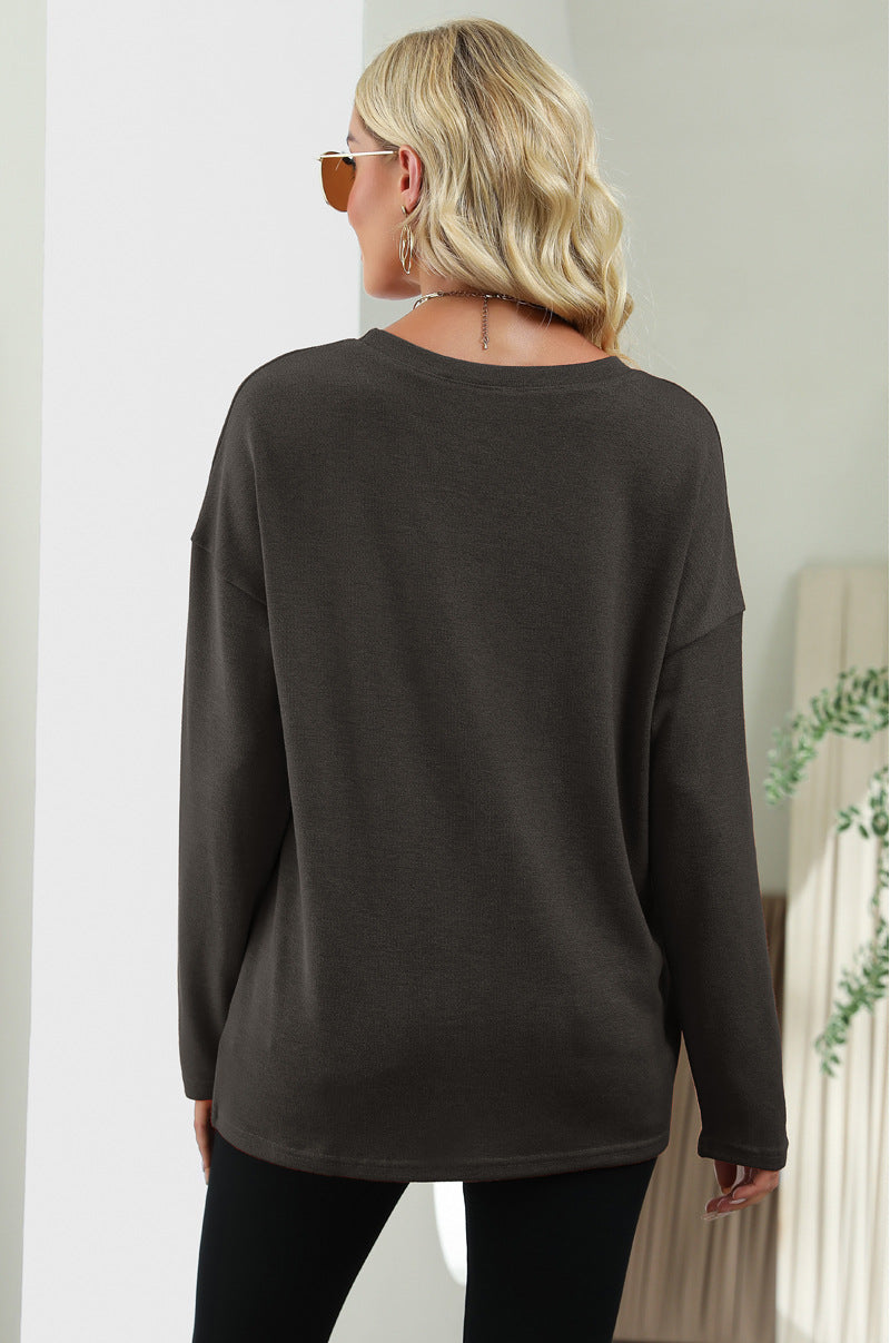 Casual Strawing Design Long Sleeves Blouses for Women