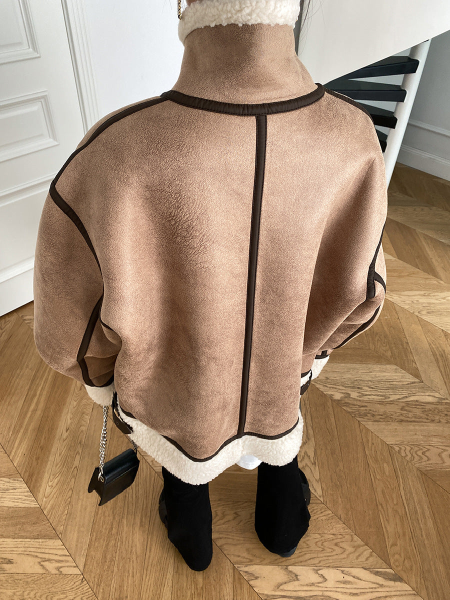 Vintage Stand Collar Short Winter Jacket Coats for Women