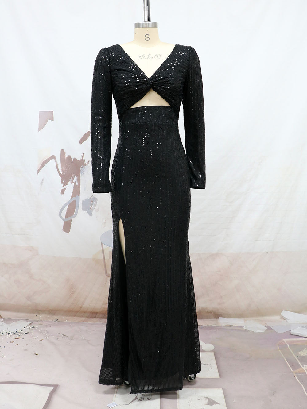 Sexy Long Sleeves Sequined Evening Dresses