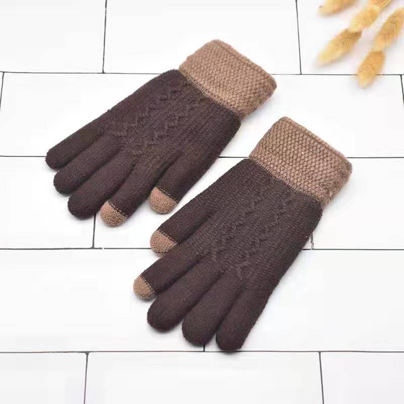 Winter Warm Velvet Knitted Gloves for Men and Women