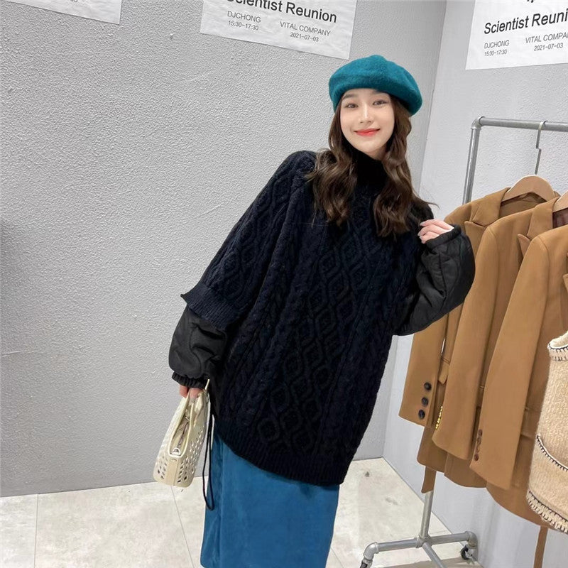 Women Warm High Neck Cotton Knitting Tops