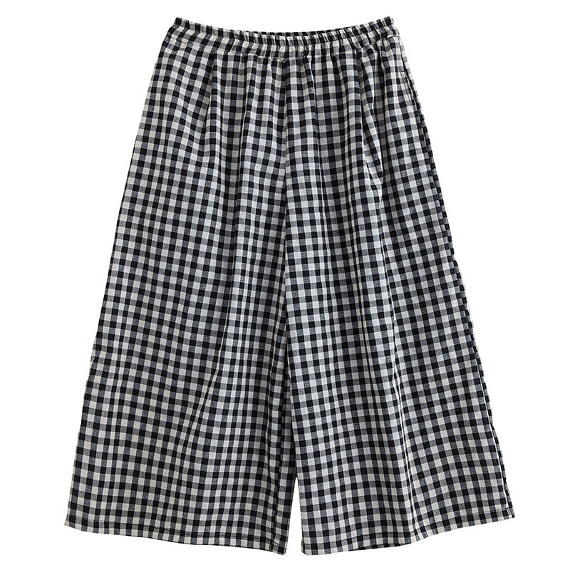 Summer High Elastic Waist Linen Women Loose Pants