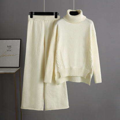 Casual Women Winter Turtleneck Sweaters and Pants Sets