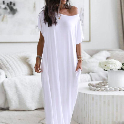 Casual Short Sleves Long Cozy Dresses-STYLEGOING