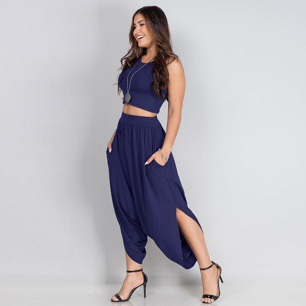 Casual Summer Sleeveless T Shirts&harem Pants