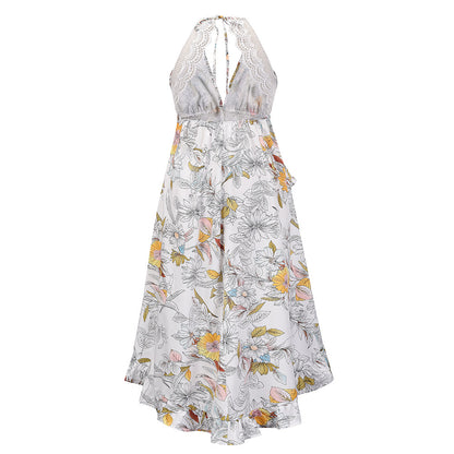 Sexy Halter Backless Summer Beach Lace Dresses