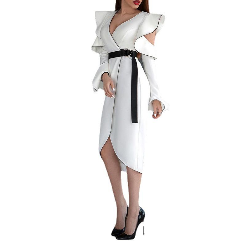 Women Sexy V Neck Bodycon Evening Dresses-STYLEGOING