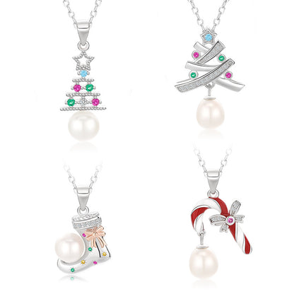 Merry Christmas Design Sterling Sliver Necklace for Women