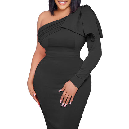 Fashion One Shoulder Sheath Women Dresses