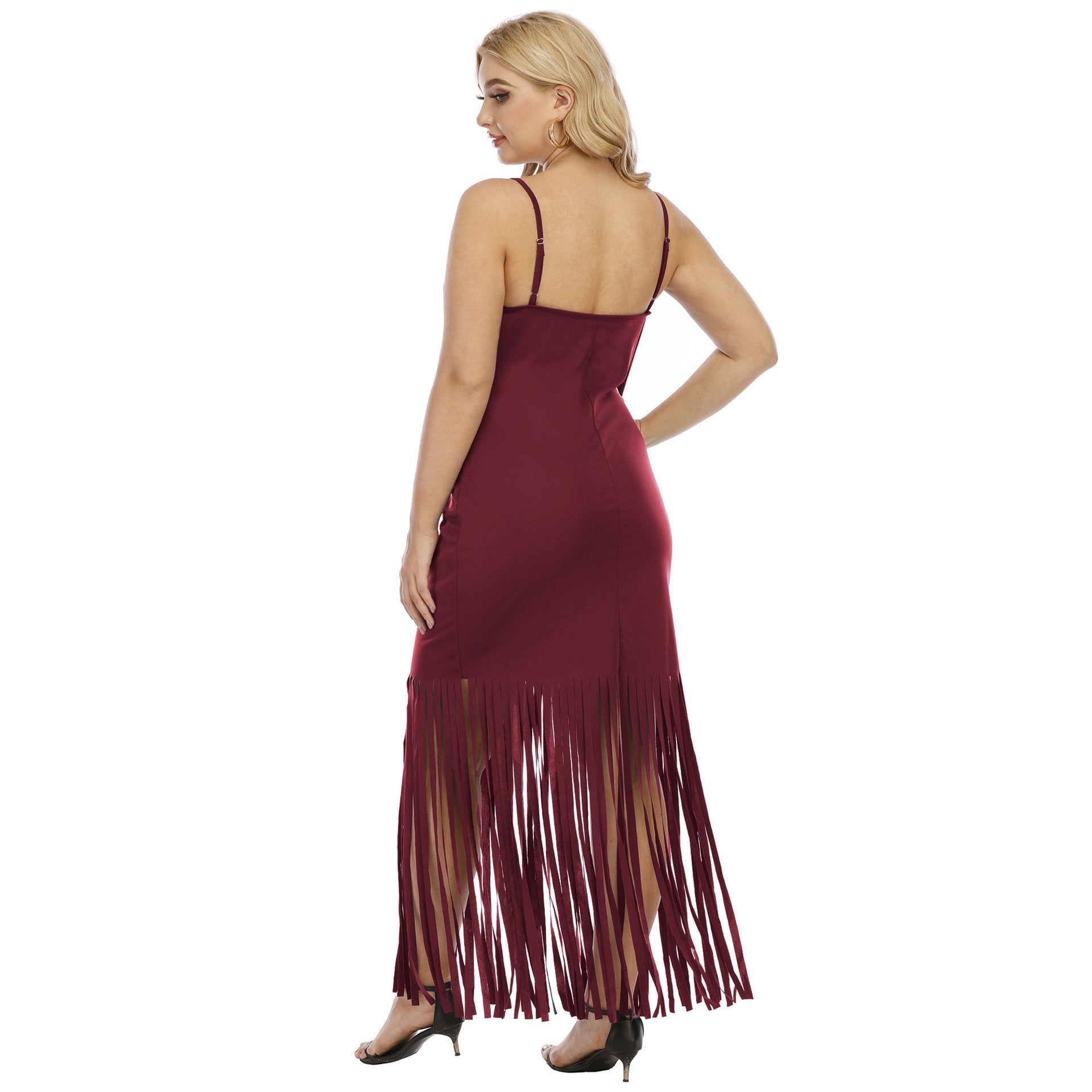 Women Tassel Sheath Sexy Plus Size Dresses-STYLEGOING