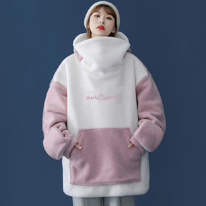 Warm Shark Fleece Plus Sizes Hoodies Top