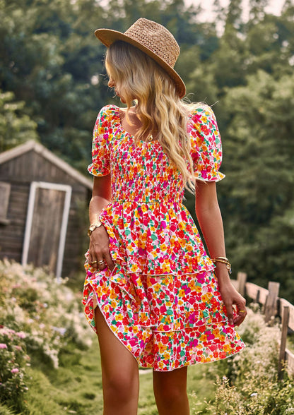 Romantic Short Sleeves Cake Dresses