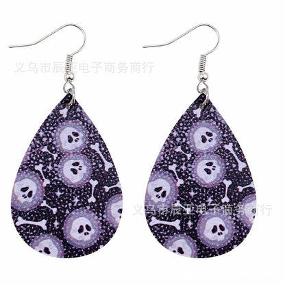 Happy Halloween Skeleton Spider Print Earrings 2 Sets