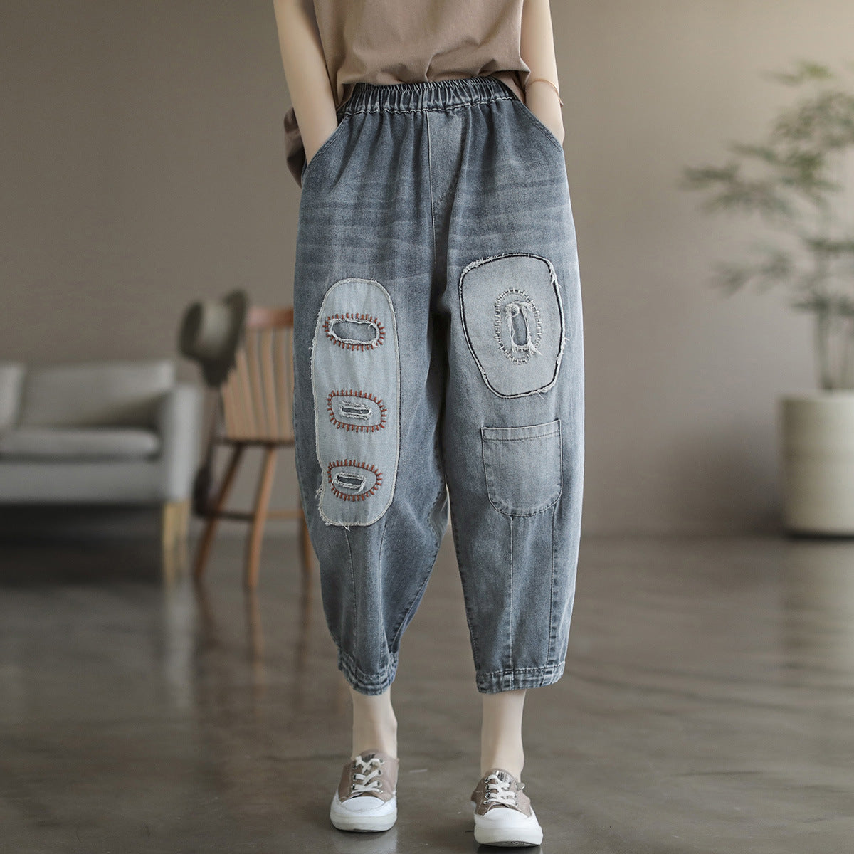 Summer Cotton Women Harem Plus Sizes Denim Jeans
