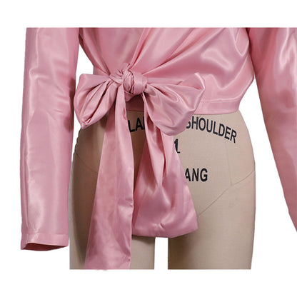 Sexy V Neck Satin Long Sleeves Tops for Women