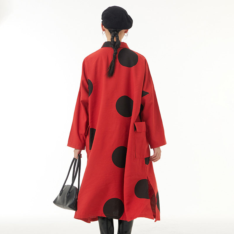 Designed Dot Print Plus Sizes Shirts Cotas for Women