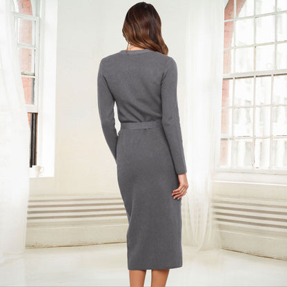 Women Knitting Slim Winter Long Dresses