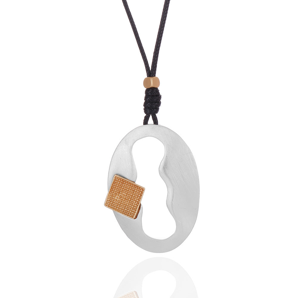 Oval Hollow Out Shape Women Long Sweater Chains