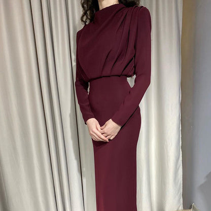 Elegant Round Neck High Neck Long Dresses