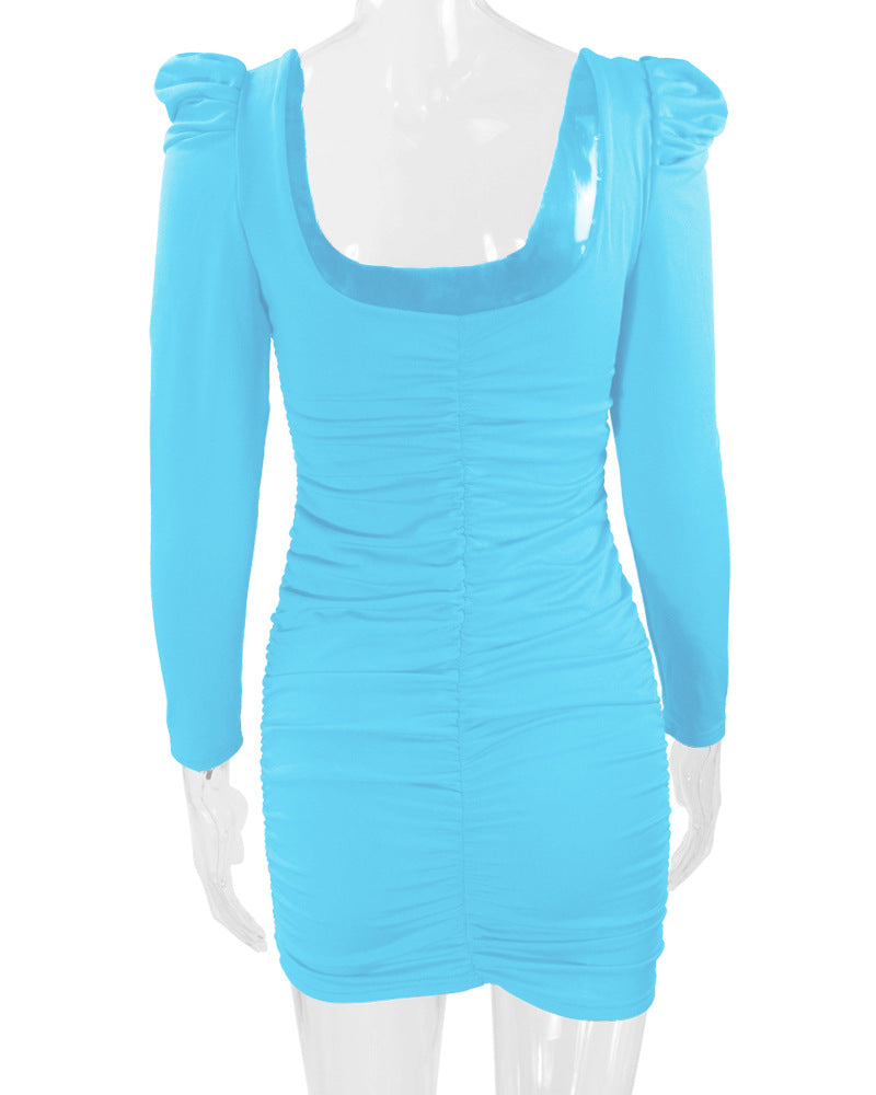 Sexy Square Neckline Long Sleeves Mini Sheath Dresses