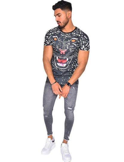 New Leopard Head Print Short Sleeves T-shirts-STYLEGOING