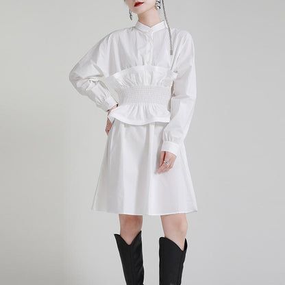 Women Ruffled Slim Waist Long Sleeves Fall Dresses