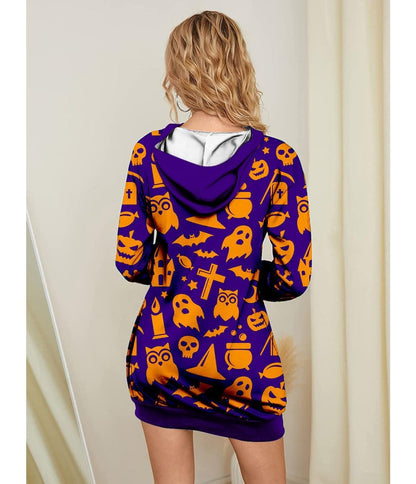 Halloween Pumpkin Design Pullover Hoodies for Women