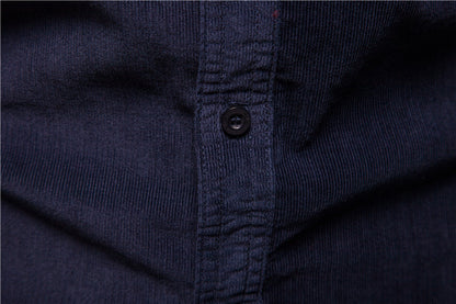 Men Long Sleeves Corduroy Business Shirts