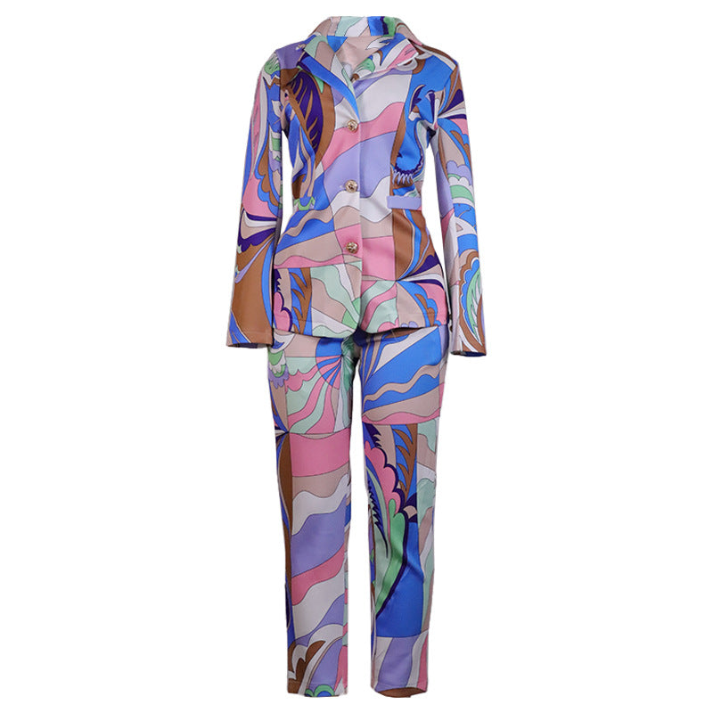 Women Casual Two Pieces Blazer and Pants