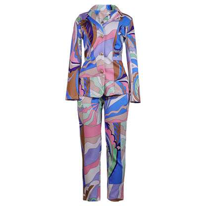 Women Casual Two Pieces Blazer and Pants