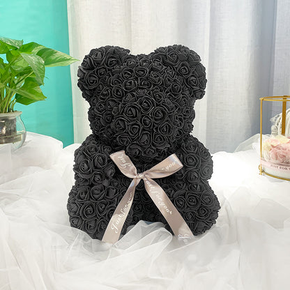 Valentine's Gift Preserved Flowers Rose Bear 25cm
