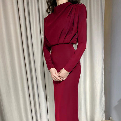 Elegant Round Neck High Neck Long Dresses