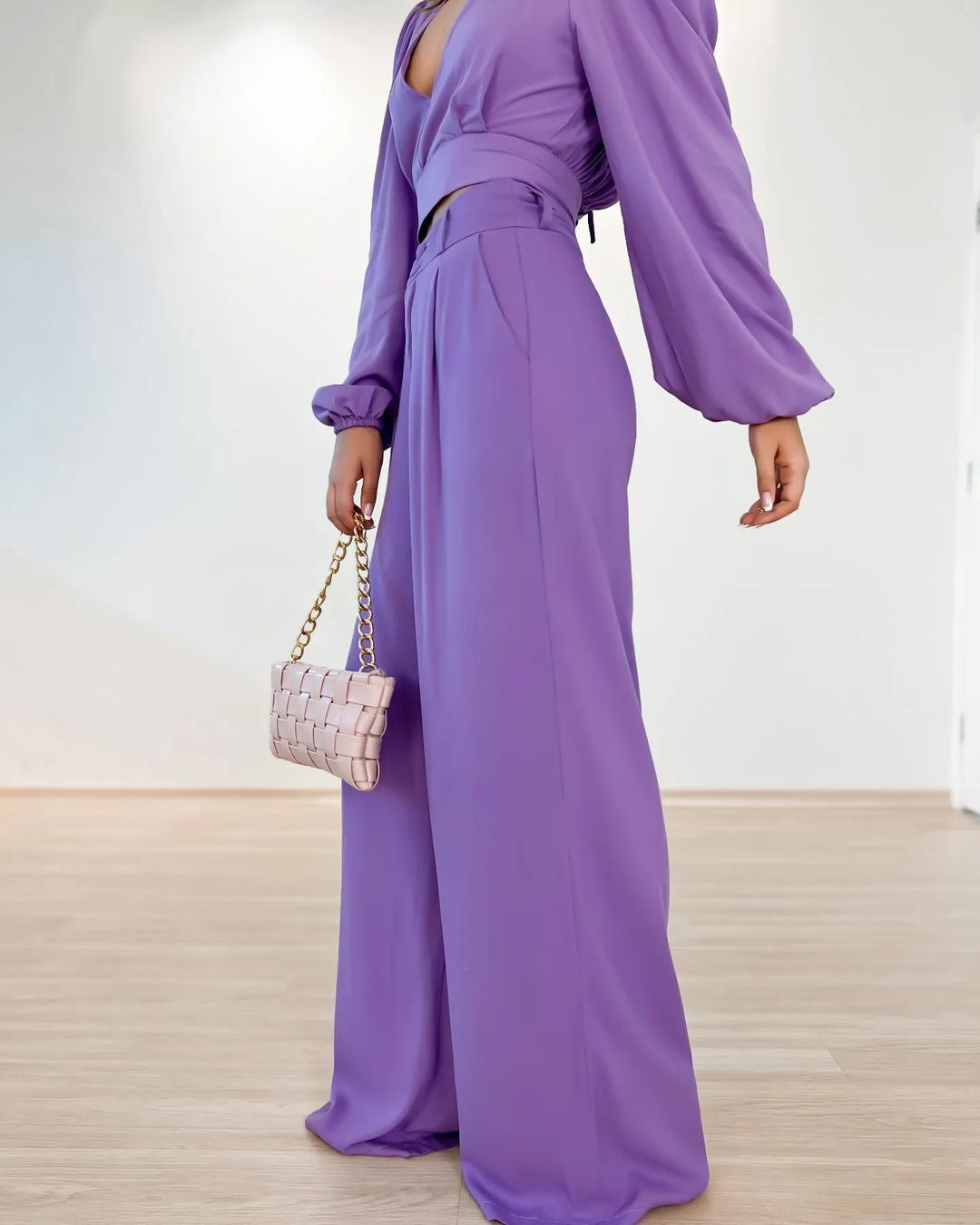 Casual High Waist Spring Wide Legs Women Suits