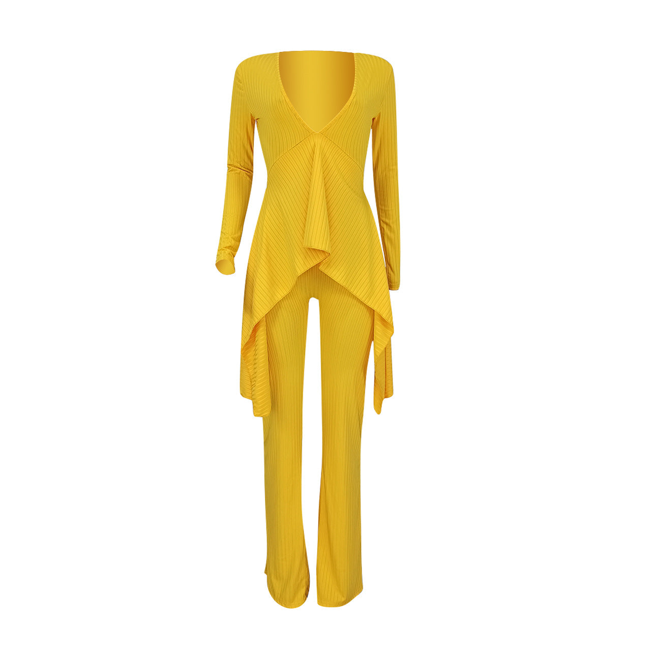 Sexy Yellow Fake Two Pieces Women Jumpsuits