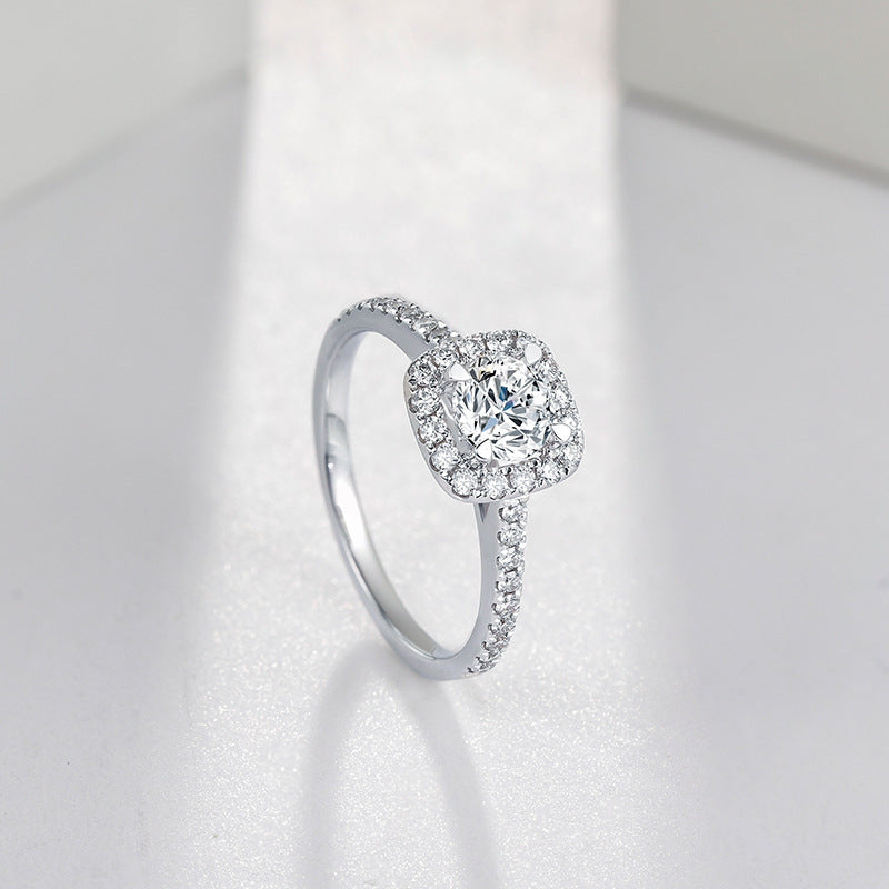 Fashion Square Shaped Sterling Sliver Rings for Women