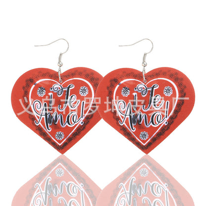 3pcs/Set Pu Leather Sweetheart Design Pink Earrings for Women