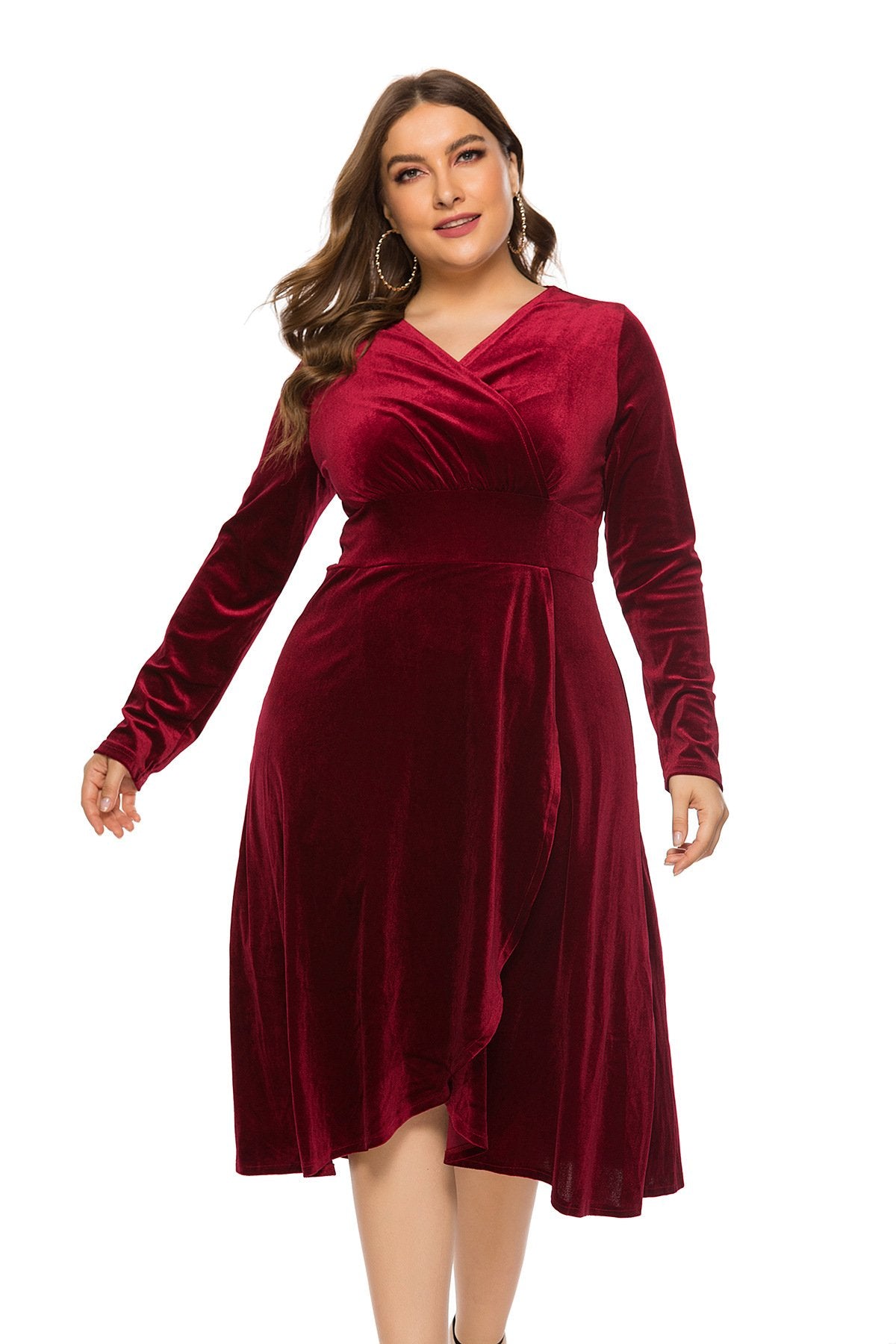 Long Sleeves Women Plus Sizes Fall Dresses-STYLEGOING